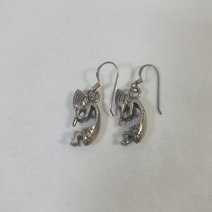 Vintage Native American Navajo 925 Sterling Silver Kokopelli Earrings